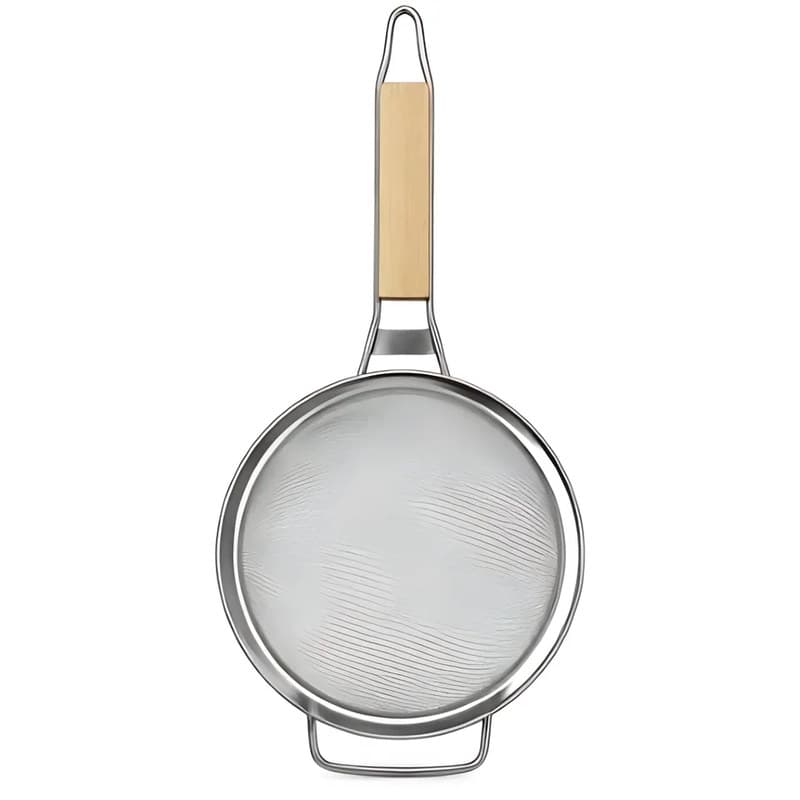 Stainless Steel Mesh Strainer, Wooden Handle