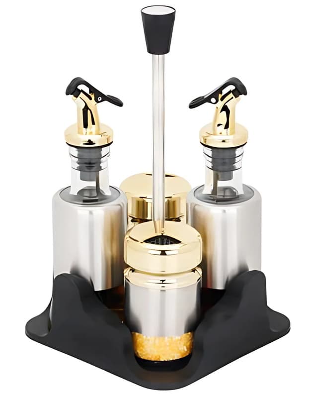 Stainless Oil & Spice Set, 4 Piece