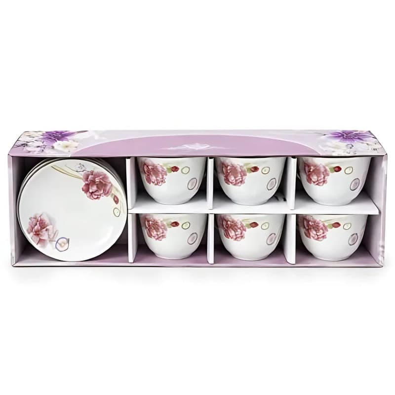 Floral Tea Cup & Saucer Set, 12 Piece