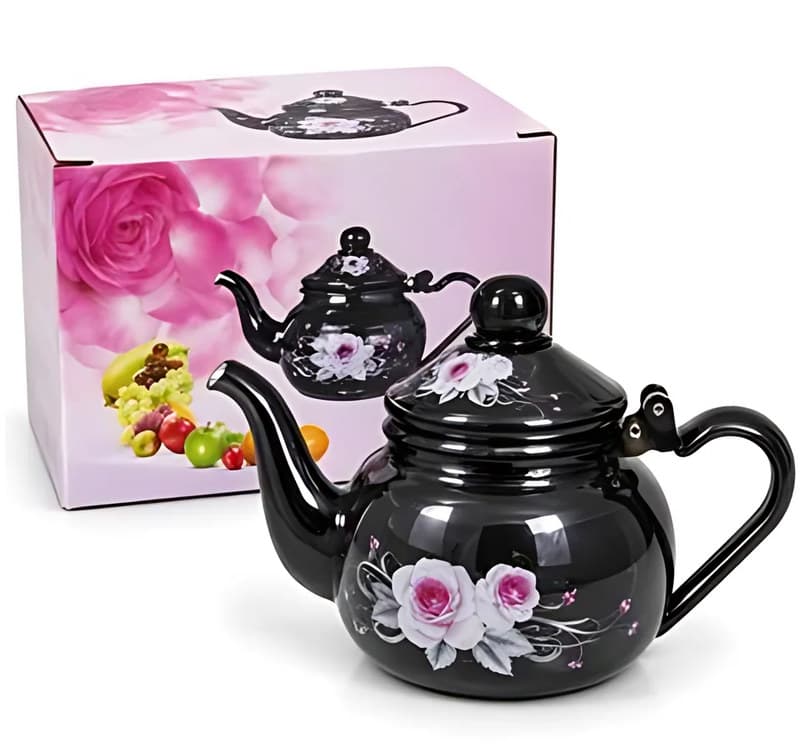 Pear Teapot, Black Peony
