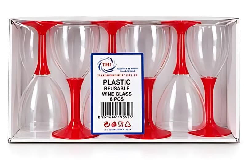 Plastic Wine Glasses, 6 Pack