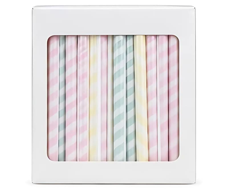 Pastel Striped Paper Straws