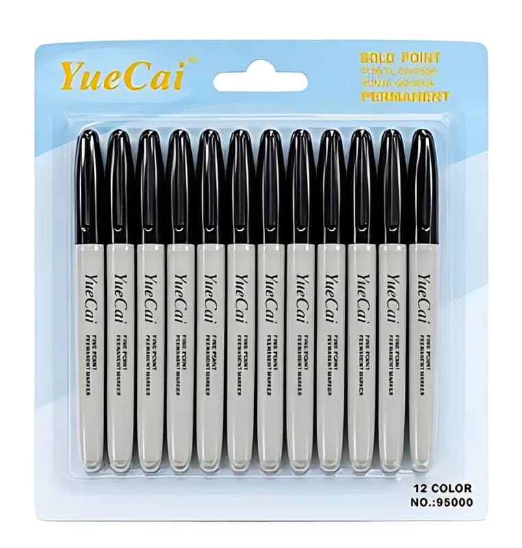 Yuecai Black Permanent Markers