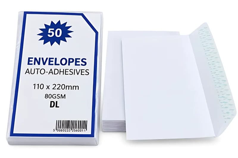 DL Envelopes, Self-Seal, 50 Pack