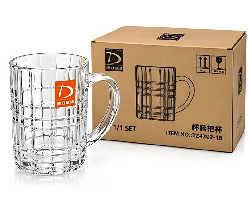 Deli Glass Chequered Beer Mugs
