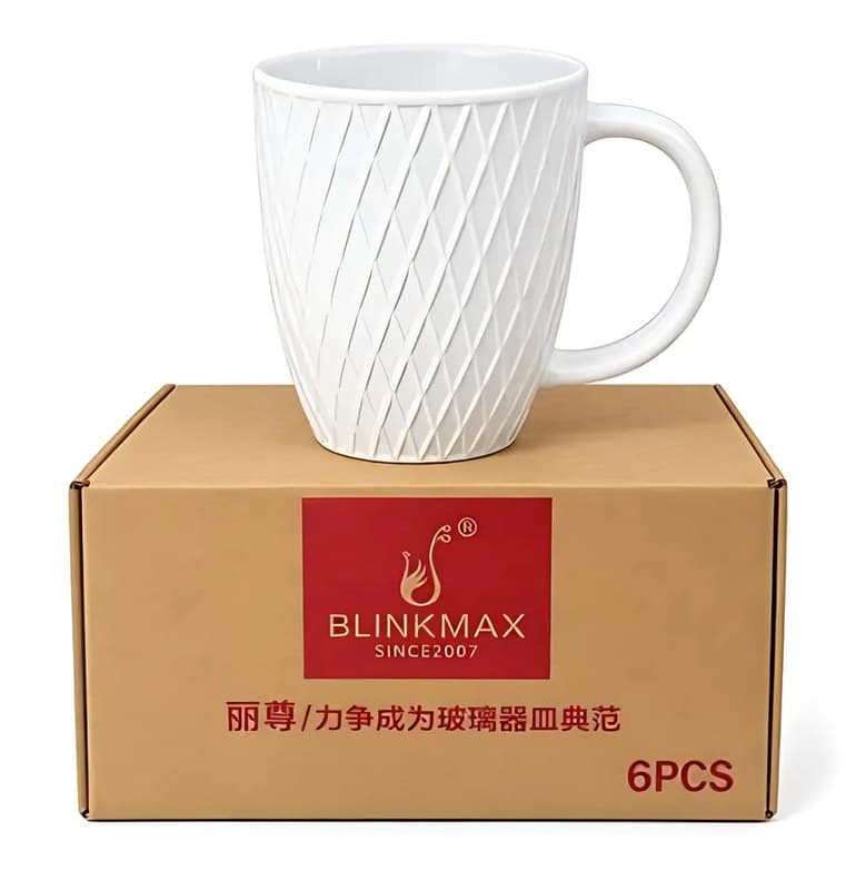 Blinkmax White Textured Mugs, 6 Pack
