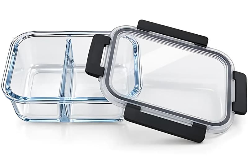 Glass Meal Prep Container, 2 Compartment