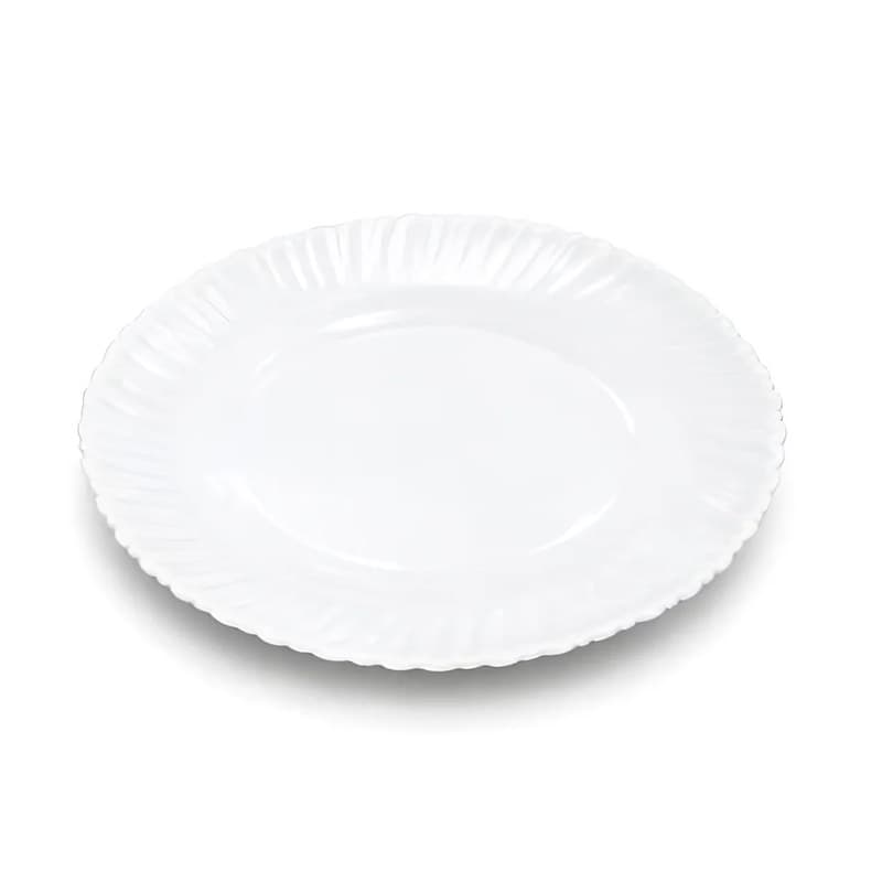 Oval Glass Fish Plate, White