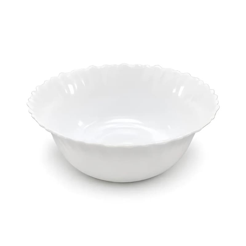 Flower-Edge Glass Bowls, White