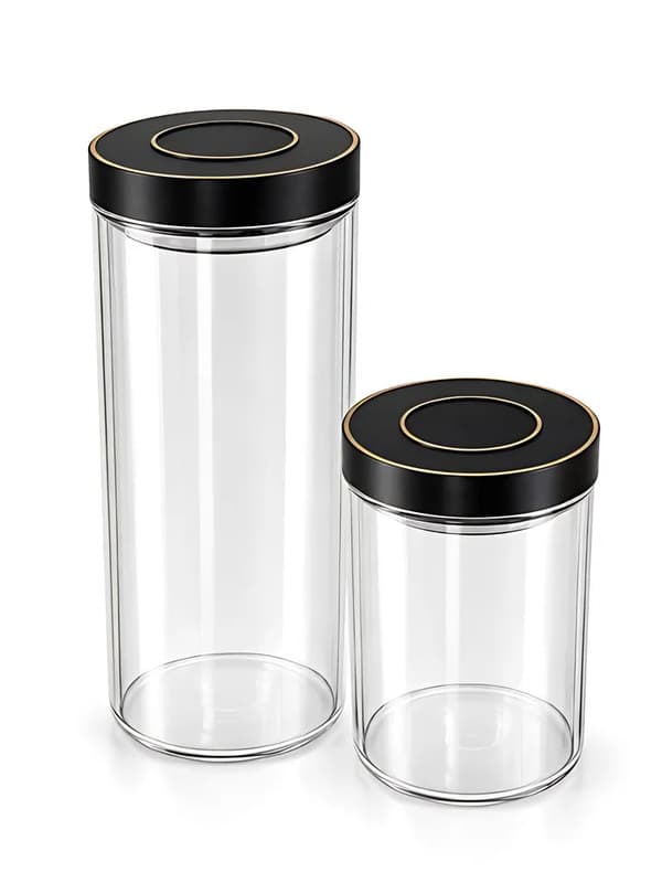 Glass Storage Jars with Black Lids