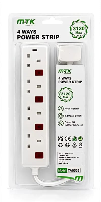 M·TK Power Strip 4-Way, Switched