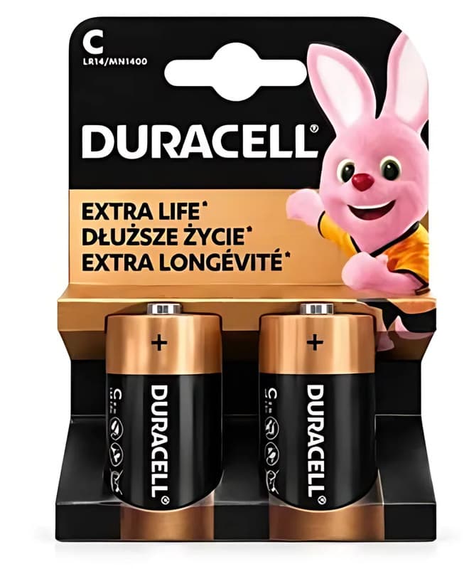 Duracell C Batteries, 2 Pack