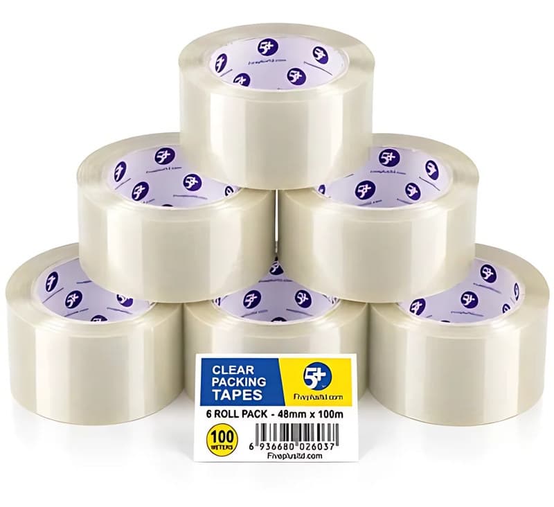 Five Plus Clear Packing Tape, 6 Pack