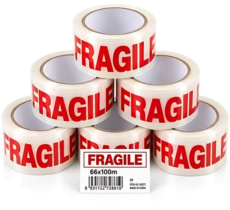 Fragile Packing Tape, 6 Roll Pack