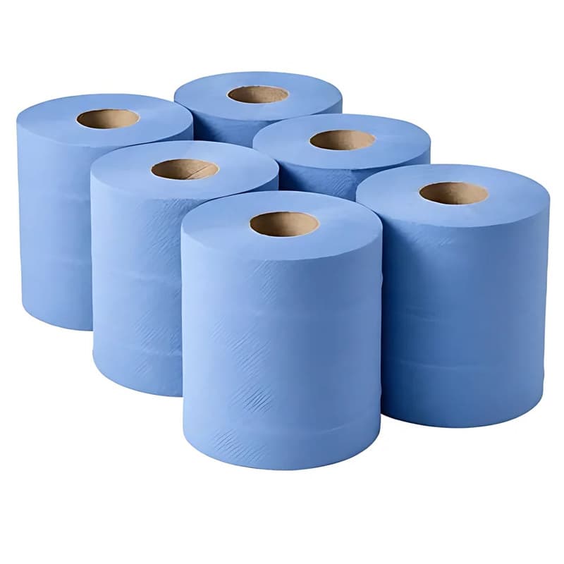 Blue Centrefeed Paper Rolls, 6 Pack